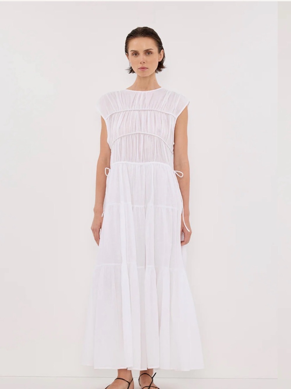 NWT DISSH White Sleeveless Tiered Maxi Dress - Picture 4 of 9